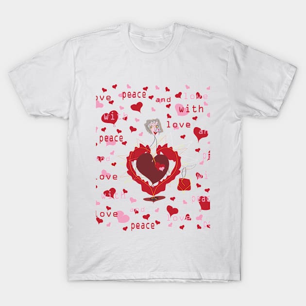 with peace and love T-Shirt by vlada antsi